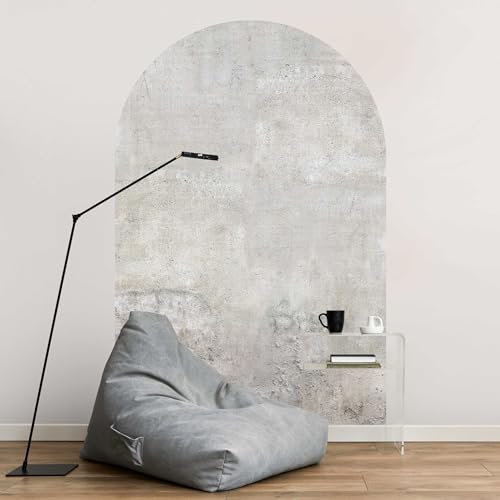micasia Rundbogen Fototapete selbstklebend - 3D Steinoptik Vliestapete Made in Germany UV-beständig Geruchsfrei - Beton Industrial grau Wohnzimmer Schlafzimmer 1283 (75x112.5cm) von micasia