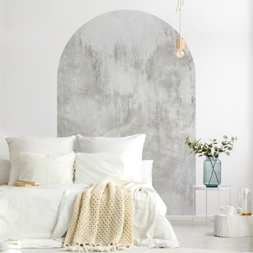 micasia Rundbogen Fototapete selbstklebend - 3D Steinoptik Vliestapete Made in Germany UV-beständig Geruchsfrei - Beton Shabby beige Wohnzimmer Schlafzimmer 1284 (75x112.5cm) von micasia