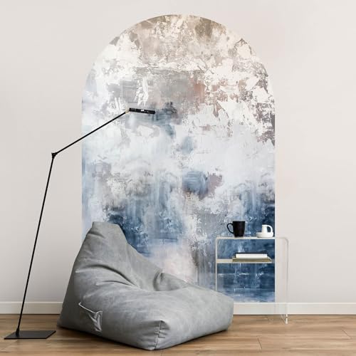 micasia Rundbogen Fototapete selbstklebend - 3D Steinoptik Vliestapete Made in Germany UV-beständig Geruchsfrei - Beton Shabby blau Wohnzimmer Schlafzimmer 1285 (100x150cm) von micasia