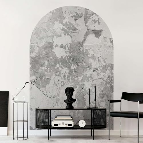 micasia Rundbogen Fototapete selbstklebend - 3D Steinoptik Vliestapete Made in Germany UV-beständig Geruchsfrei - Beton Shabby grau Wohnzimmer Schlafzimmer 1289 (175x262.5cm) von micasia