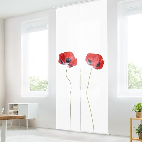 micasia Schiebegardine halbtransparent 60er Paneel Klett Blumen Textil lichtdurchlässig - Motiv Modern Flächenvorhang Wohnzimmer Schlafzimmer 1444 (120x250 cm - 2er Set) von micasia