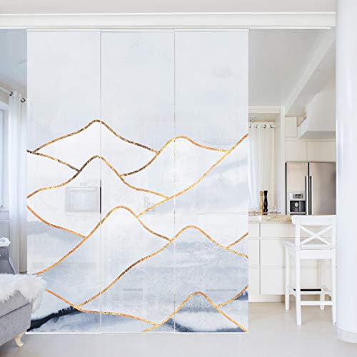 micasia Schiebegardine halbtransparent 60er Paneel Klett Muster Textil lichtdurchlässig - Motiv Abstrakt Flächenvorhang Weiss Wohnzimmer Schlafzimmer 2129 (180x250 cm - 3er Set) von micasia