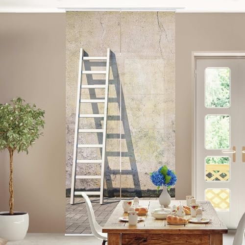 micasia Schiebegardine halbtransparent 60er Paneel Klett Steinoptik Textil lichtdurchlässig - Motiv Modern Flächenvorhang Wohnzimmer Schlafzimmer 1113 (120x250 cm - 2er Set) von micasia