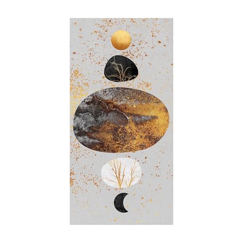 micasia Vinylteppich nass abwischbar Kunst Bodenschutz - Made in Germany - Teppich Abstrakt 2,2mm dünne Vinyl Bodenmatte Gold Küche Flur trittsichere Matte 6063 (140x280cm) von micasia