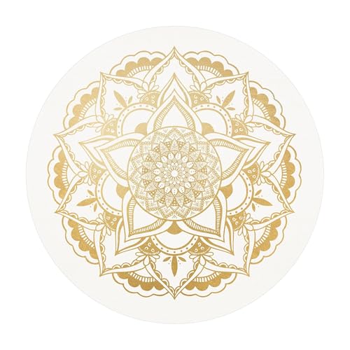 micasia Vinylteppich rund nass abwischbar Muster Bodenschutz - Made in Germany - Mandala Modern 2,2mm dünne Vinyl Bodenmatte Gold Küche Flur trittsichere Matte 1837 (200x200cm) von micasia