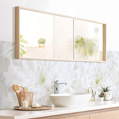 micasia Wandverkleidung Bad selbstklebend wasserfest Blumen fugenlos Wandpaneel - made in Germany - Blumenmuster Hartfolie matt weiss Badrückwand Landhaus statt Fliesen 1032-P (210x60cm) von micasia