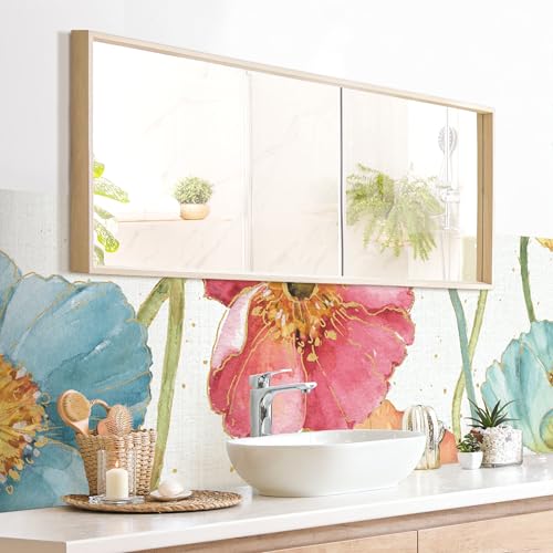 micasia Wandverkleidung Bad selbstklebend wasserfest Blumen fugenlos Wandpaneel - made in Germany - Blumenwiese Hartfolie matt bunt Badrückwand statt Fliesen 1026-P (210x60cm) von micasia