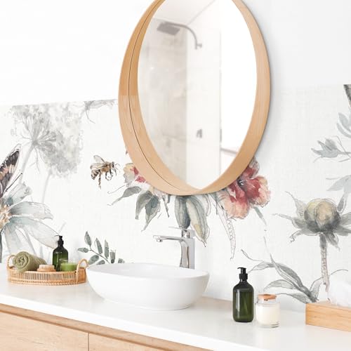 micasia Wandverkleidung Bad selbstklebend wasserfest Blumen fugenlos Wandpaneel - made in Germany - Blumenwiese Hartfolie matt rosa Badrückwand Aquarell statt Fliesen 1008-P (210x60cm) von micasia