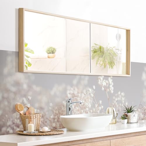 micasia Wandverkleidung Bad selbstklebend wasserfest Blumen fugenlos Wandpaneel - made in Germany - Design Hartfolie matt beige Badrückwand Landhaus statt Fliesen 1134 (230x65cm) von micasia