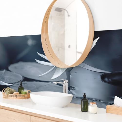 micasia Wandverkleidung Bad selbstklebend wasserfest Blumen fugenlos Wandpaneel - made in Germany - Design Hartfolie matt blau Badrückwand Motiv statt Fliesen 1083-P (210x60cm) von micasia