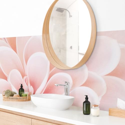 micasia Wandverkleidung Bad selbstklebend wasserfest Blumen fugenlos Wandpaneel - made in Germany - Design Hartfolie matt rosa Badrückwand Motiv statt Fliesen 1030 (245x70cm) von micasia