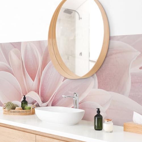 micasia Wandverkleidung Bad selbstklebend wasserfest Blumen fugenlos Wandpaneel - made in Germany - Design Hartfolie matt rosa Badrückwand Motiv statt Fliesen 1031 (190x55cm) von micasia