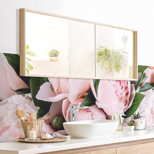 micasia Wandverkleidung Bad selbstklebend wasserfest Blumen fugenlos Wandpaneel - made in Germany - Rose Hartfolie matt rosa Badrückwand Landhaus statt Fliesen 1131 (230x65cm) von micasia