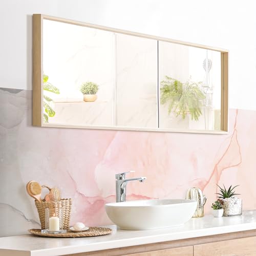 micasia Wandverkleidung Bad selbstklebend wasserfest Muster fugenlos Wandpaneel - made in Germany - Design Hartfolie matt rosa Badrückwand Aquarell Illustration statt Fliesen 1145 (330x95cm) von micasia