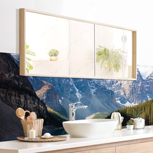 micasia Wandverkleidung Bad selbstklebend wasserfest Natur fugenlos Wandpaneel - made in Germany - Berg Hartfolie matt blau Badrückwand Motiv statt Fliesen 1079-P (140x40cm) von micasia