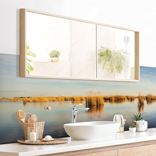 micasia Wandverkleidung Bad selbstklebend wasserfest Natur fugenlos Wandpaneel - made in Germany - Design Hartfolie matt blau Badrückwand Motiv statt Fliesen 1000 (210x60cm) von micasia