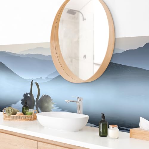 micasia Wandverkleidung Bad selbstklebend wasserfest Natur fugenlos Wandpaneel - made in Germany - Design Hartfolie matt blau Badrückwand Motiv statt Fliesen 1135 (230x65cm) von micasia