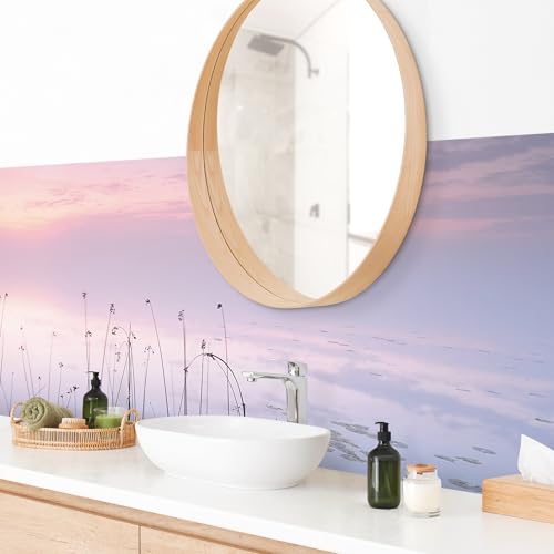 micasia Wandverkleidung Bad selbstklebend wasserfest Natur fugenlos Wandpaneel - made in Germany - Design Hartfolie matt violett Badrückwand Motiv statt Fliesen 1069-P (210x60cm) von micasia