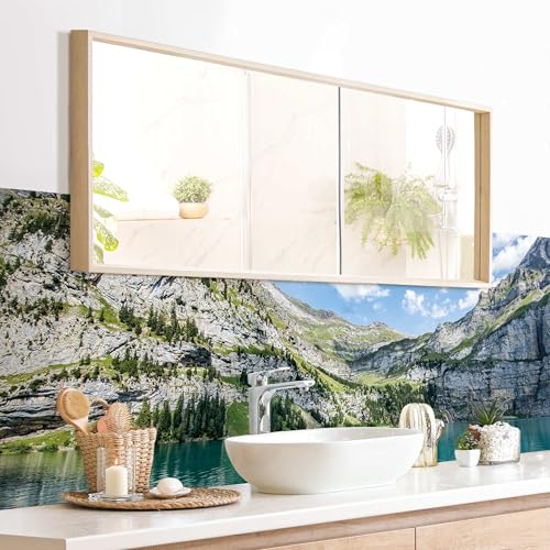 micasia Wandverkleidung Bad selbstklebend wasserfest Natur fugenlos Wandpaneel - made in Germany - Schweiz Hartfolie matt blau Badrückwand Motiv statt Fliesen 1161-P (210x60cm) von micasia