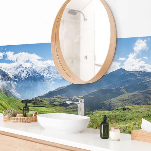 micasia Wandverkleidung Bad selbstklebend wasserfest Natur fugenlos Wandpaneel - made in Germany - Schweiz Hartfolie matt grün Badrückwand Motiv statt Fliesen 1137-P (350x100cm) von micasia