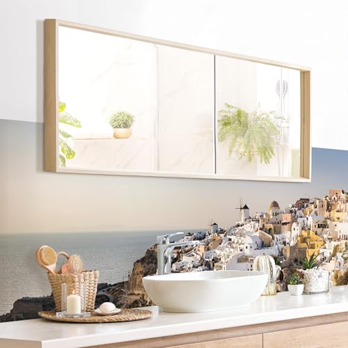 micasia Wandverkleidung Bad selbstklebend wasserfest Strand fugenlos Wandpaneel - made in Germany - Architektur Hartfolie matt weiss Badrückwand Motiv statt Fliesen 1110-P (210x60cm) von micasia