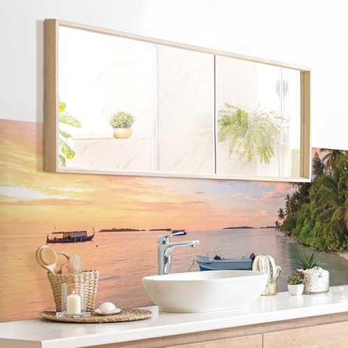 micasia Wandverkleidung Bad selbstklebend wasserfest Strand fugenlos Wandpaneel - made in Germany - Boot Schiff Hartfolie matt blau Badrückwand Maritim statt Fliesen 1132 (280x80cm) von micasia