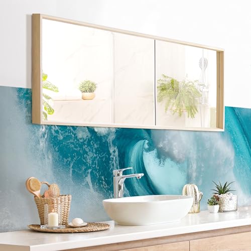 micasia Wandverkleidung Bad selbstklebend wasserfest Strand fugenlos Wandpaneel - made in Germany - Design Hartfolie matt blau Badrückwand Motiv statt Fliesen 1160-P (280x80cm) von micasia
