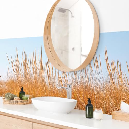 micasia Wandverkleidung Bad selbstklebend wasserfest Strand fugenlos Wandpaneel - made in Germany - Design Hartfolie matt gelb Badrückwand Maritim statt Fliesen 1081-P (280x80cm) von micasia