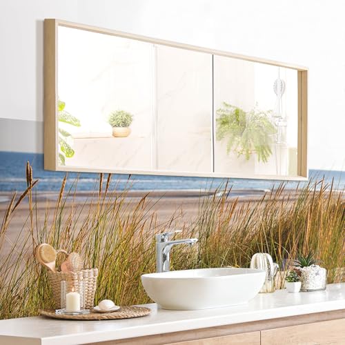 micasia Wandverkleidung Bad selbstklebend wasserfest Strand fugenlos Wandpaneel - made in Germany - Düne Hartfolie matt beige Badrückwand Maritim statt Fliesen 1150 (260x75cm) von micasia