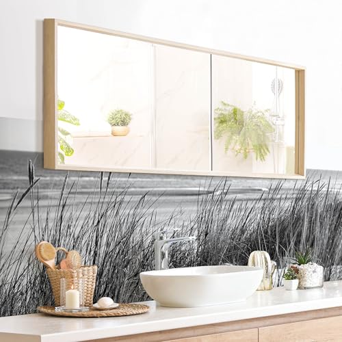 micasia Wandverkleidung Bad selbstklebend wasserfest Strand fugenlos Wandpaneel - made in Germany - Düne Hartfolie matt schwarz weiss Badrückwand Maritim statt Fliesen 1151 (190x55cm) von micasia