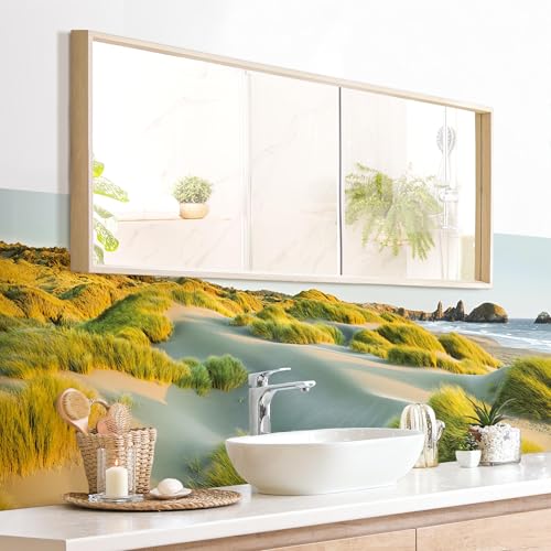 micasia Wandverkleidung Bad selbstklebend wasserfest Strand fugenlos Wandpaneel - made in Germany - Gräser Hartfolie matt grün Badrückwand Maritim statt Fliesen 1037 (175x50cm) von micasia