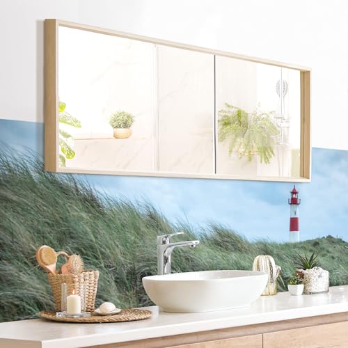 micasia Wandverkleidung Bad selbstklebend wasserfest Strand fugenlos Wandpaneel - made in Germany - Küste Hartfolie matt grün Badrückwand Maritim statt Fliesen 1155 (160x45cm) von micasia