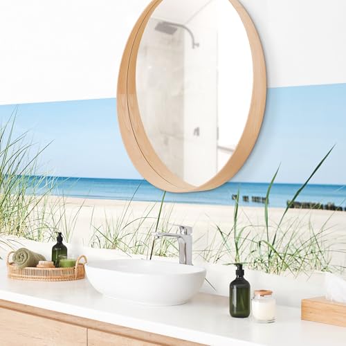 micasia Wandverkleidung Bad selbstklebend wasserfest Strand fugenlos Wandpaneel - made in Germany - Steg Hartfolie matt blau Badrückwand Maritim statt Fliesen 1115 (230x65cm) von micasia