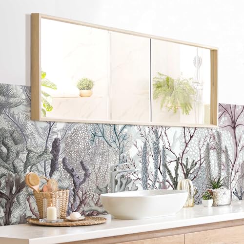 micasia Wandverkleidung Bad selbstklebend wasserfest Strand fugenlos Wandpaneel - made in Germany - Unterwasser Hartfolie matt violett Badrückwand Aquarell statt Fliesen 1085-P (175x50cm) von micasia