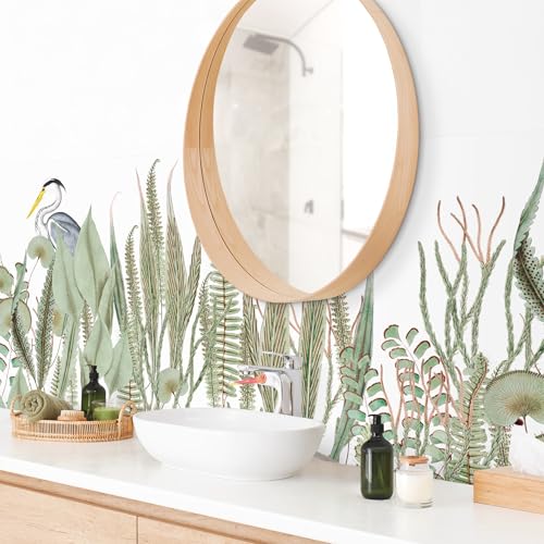 micasia Wandverkleidung Bad selbstklebend wasserfest Tiere fugenlos Wandpaneel - made in Germany - Pflanzen Hartfolie matt grün Badrückwand Tropisch statt Fliesen 1046-P (160x45cm) von micasia