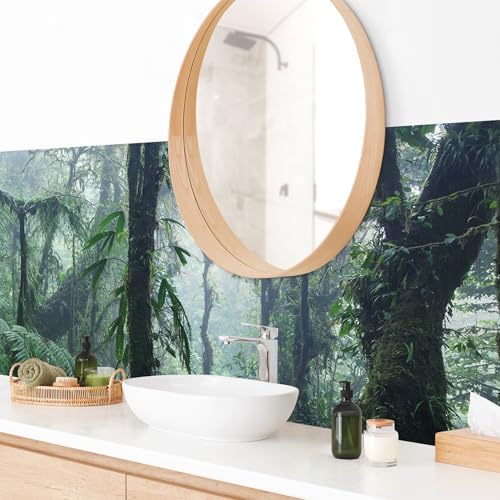 micasia Wandverkleidung Bad selbstklebend wasserfest Wald fugenlos Wandpaneel - made in Germany - Dschungel Hartfolie matt grün Badrückwand Motiv statt Fliesen 1101-P (230x65cm) von micasia