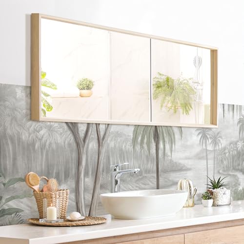 micasia Wandverkleidung Bad selbstklebend wasserfest Wald fugenlos Wandpaneel - made in Germany - Dschungel Hartfolie matt grün Badrückwand Tropisch statt Fliesen 1048 (280x80cm) von micasia