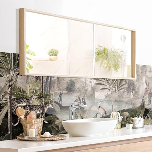 micasia Wandverkleidung Bad selbstklebend wasserfest Wald fugenlos Wandpaneel - made in Germany - Dschungel Hartfolie matt grün Badrückwand Tropisch statt Fliesen 1097-P (210x60cm) von micasia