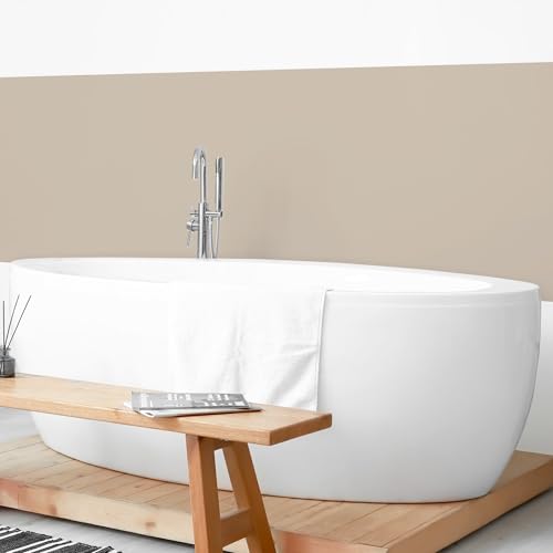 micasia Wandverkleidung Bad selbstklebend wasserfest mit Motiv fugenlos Wandpaneel - made in Germany - Design Hartfolie matt beige Badrückwand Unifarben statt Fliesen 1427 (300x50cm) von micasia