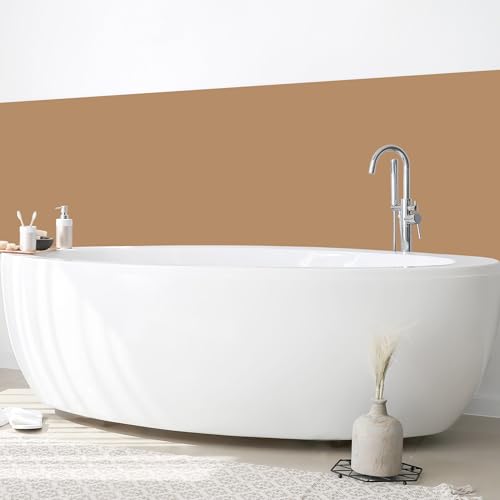 micasia Wandverkleidung Bad selbstklebend wasserfest mit Motiv fugenlos Wandpaneel - made in Germany - Design Hartfolie matt braun Badrückwand Unifarben statt Fliesen 1429 (400x90cm) von micasia