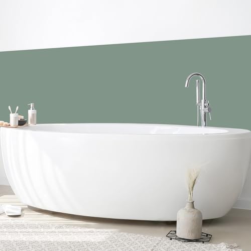 micasia Wandverkleidung Bad selbstklebend wasserfest mit Motiv fugenlos Wandpaneel - made in Germany - Design Hartfolie matt grün Badrückwand Unifarben statt Fliesen 1437-P (150x100cm) von micasia