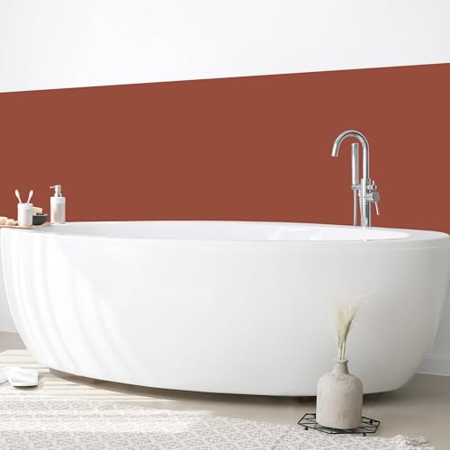 micasia Wandverkleidung Bad selbstklebend wasserfest mit Motiv fugenlos Wandpaneel - made in Germany - Design Hartfolie matt rot Badrückwand Unifarben statt Fliesen 1428 (200x60cm) von micasia