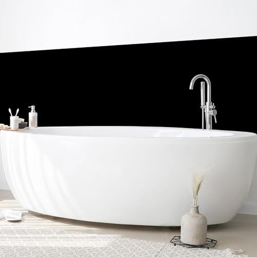 micasia Wandverkleidung Bad selbstklebend wasserfest mit Motiv fugenlos Wandpaneel - made in Germany - Design Hartfolie matt schwarz Badrückwand Unifarben statt Fliesen 1433-P (150x60cm) von micasia