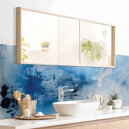 micasia Wandverkleidung Bad selbstklebend wasserfest originell fugenlos Wandpaneel - made in Germany - Design Hartfolie matt blau Badrückwand Abstrakt statt Fliesen 1072 (210x60cm) von micasia