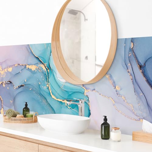 micasia Wandverkleidung Bad selbstklebend wasserfest originell fugenlos Wandpaneel - made in Germany - Design Hartfolie matt pastell Badrückwand Aquarell statt Fliesen 1011 (210x60cm) von micasia