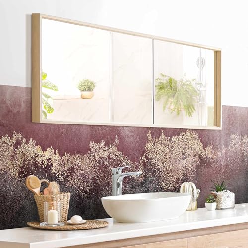 micasia Wandverkleidung Bad selbstklebend wasserfest originell fugenlos Wandpaneel - made in Germany - Design Hartfolie matt rosa Badrückwand Aquarell Abstrakt statt Fliesen 1053 (260x75cm) von micasia