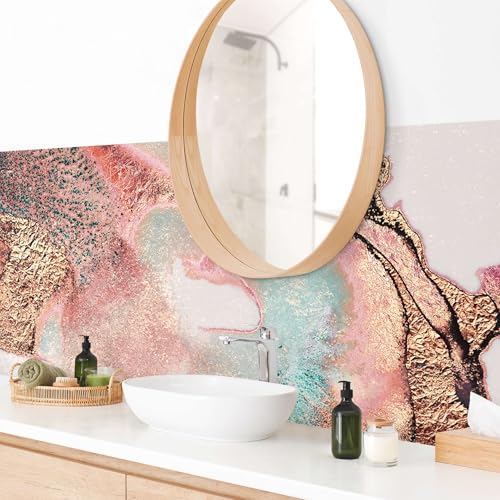 micasia Wandverkleidung Bad selbstklebend wasserfest originell fugenlos Wandpaneel - made in Germany - Design Hartfolie matt rosa Badrückwand Aquarell Abstrakt statt Fliesen 1060 (330x95cm) von micasia
