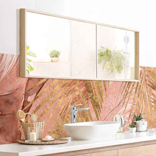 micasia Wandverkleidung Bad selbstklebend wasserfest originell fugenlos Wandpaneel - made in Germany - Design Hartfolie matt rosa Badrückwand Tropisch statt Fliesen 1118-P (160x45cm) von micasia