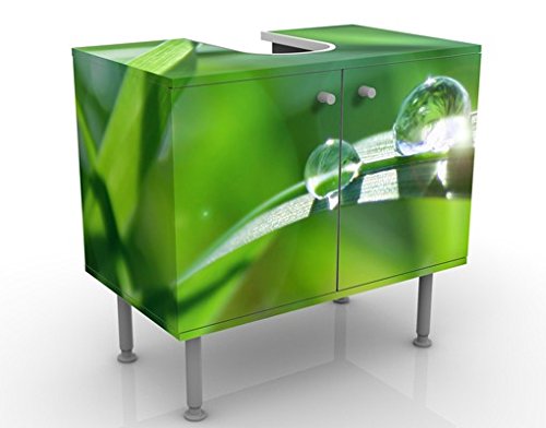 micasia Waschbeckenunterschrank 2 Türen Blumen höhenverstellbar mit Füßen - 60er Breite - Gräser Modern Unterschrank grün Bad Gäste WC Möbel mit Motiv 1266 von micasia