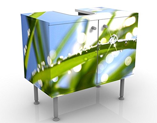 micasia Waschbeckenunterschrank 2 Türen Blumen höhenverstellbar mit Füßen - 60er Breite - Gräser Modern Unterschrank grün Bad Gäste WC Möbel mit Motiv 1325 von micasia